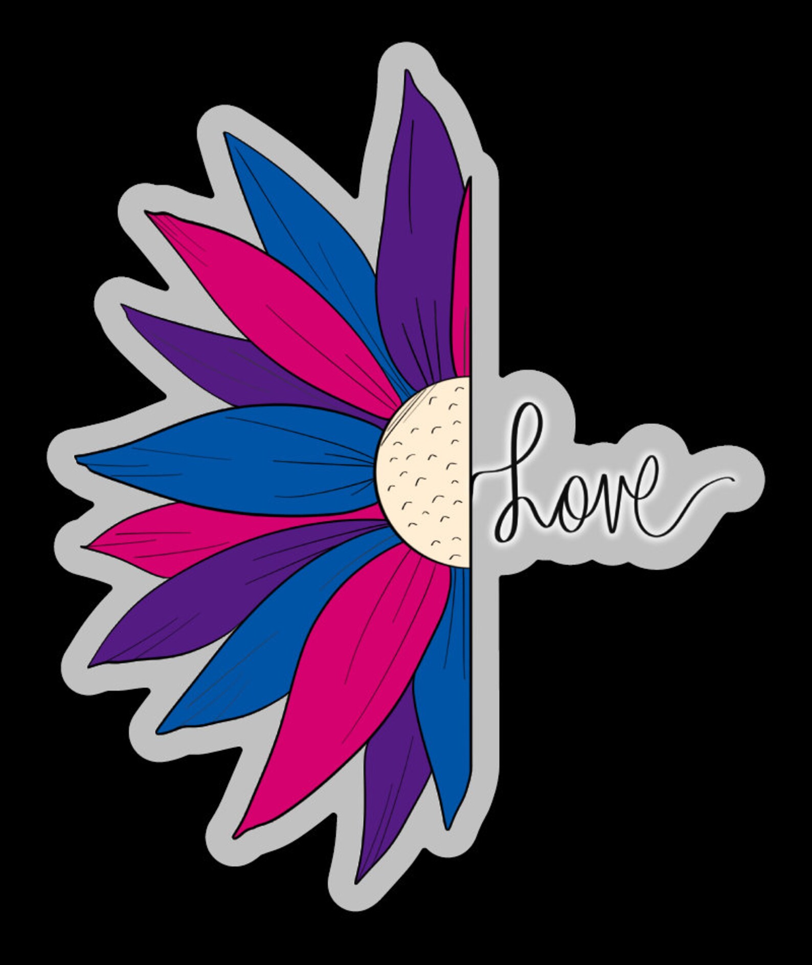 Bisexual Pride Flower Clear Vinyl Sticker Etsy
