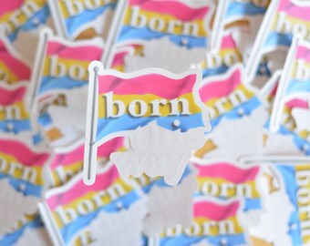 Pegatina de vinilo transparente con la bandera del orgullo pansexual