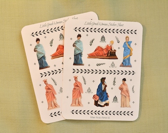 Hoja de pegatinas de figuras de Tanagra / Pegatinas de arte griego antiguo