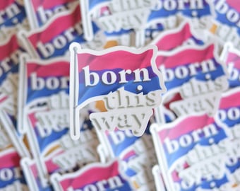Pegatina de vinilo transparente con la bandera del orgullo bisexual