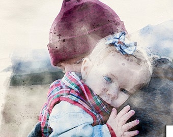 Custom Watercolor Portrait Painting From Photo - Custom Couple Watercolor Painting - Digital Art File Only