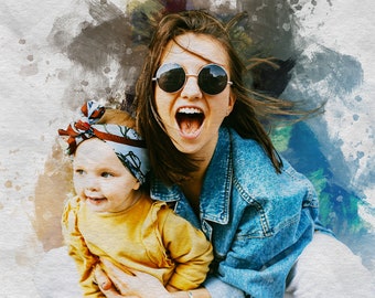 Custom Watercolor Portrait Painting From Photo - Custom Oil Painting - Digital Art File Only