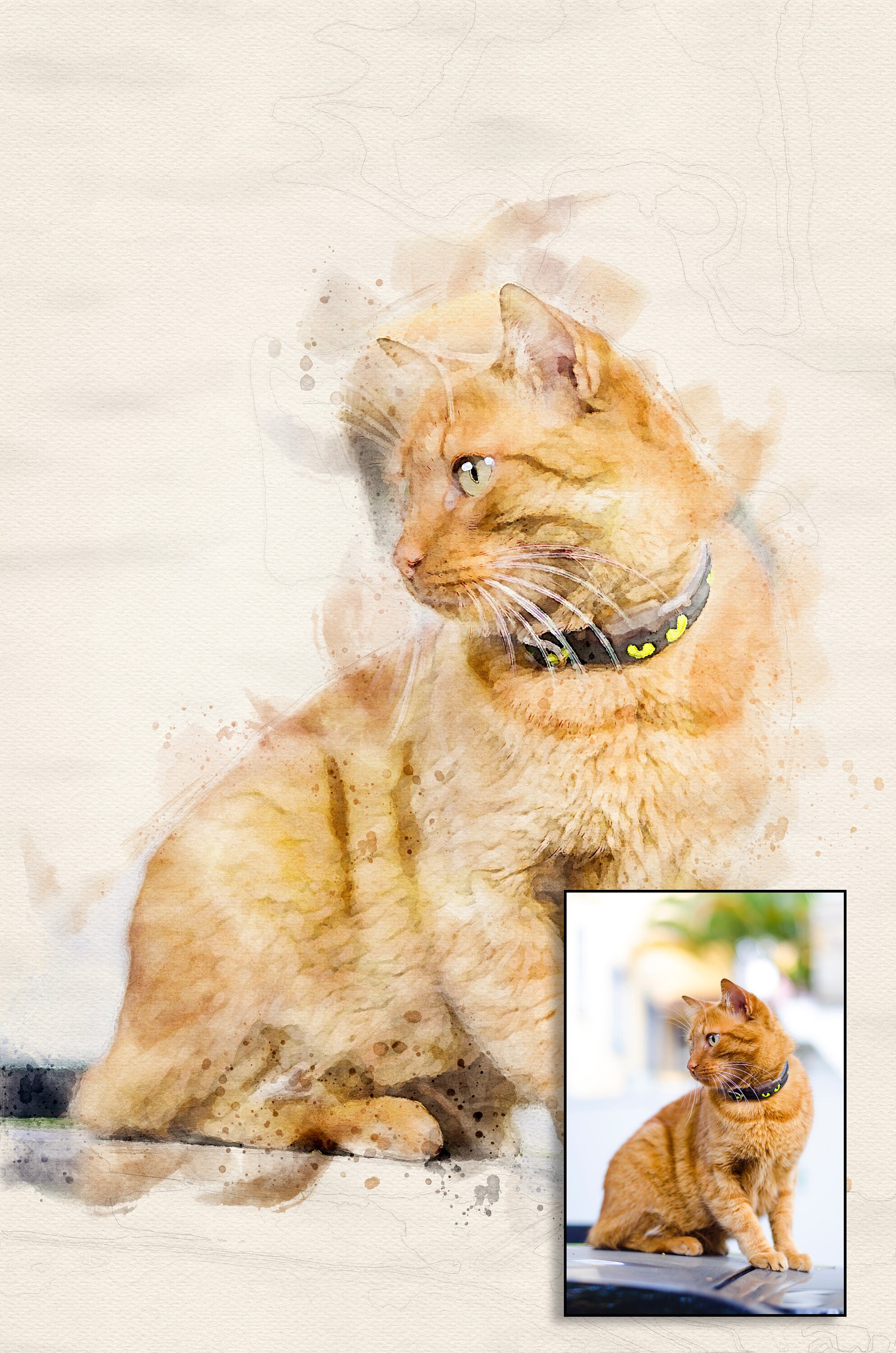 Custom Watercolor Pet Painting From Photo Watercolor | Etsy