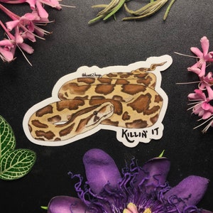 May include: A sticker featuring a brown and tan snake with a white background. The snake is curled up and the text "Killin' It" is written below it.