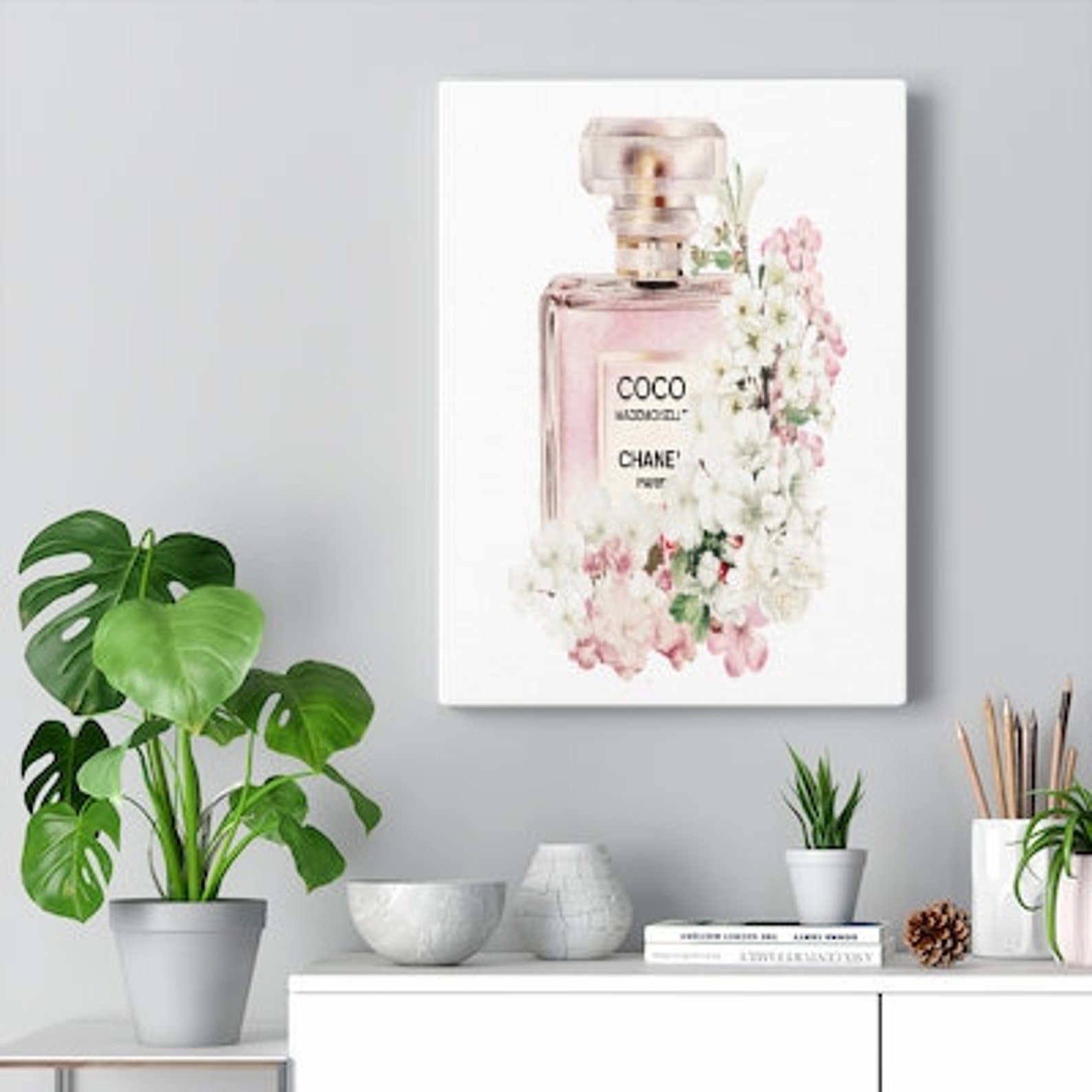 Perfume Bottle Wall Canvas Home Decor Artwork Print Hanging Etsy