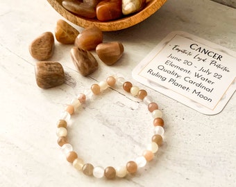 Cancer Zodiac Crystal Bracelet, Cancer Birthstone Bracelet, Cancer Sign Jewelry, Cancer Gift,  July Birthday Gift, June Birthday Gift