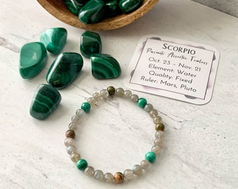 Scorpio Zodiac Crystal Bracelet, Scorpio Birthstone Bracelet, Scorpio Jewelry, Scorpio Gift,  November Birthday Gift, October Birthday Gift