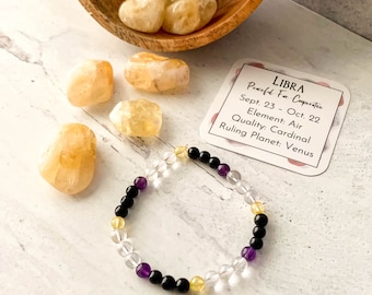 Libra Zodiac Crystal Bracelet, Libra Birthstone Bracelet, Libra Sign Jewelry, Libra Gift,  October Birthday Gift, September Birthday Gift