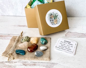 Gemini Crystal Gift Set, Gemini Birthstone Box, Zodiac Crystal Kit, Gemini Gift,  June Birthday Gift, May Birthday Gift