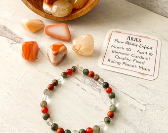 Aries Zodiac Crystal Bracelet, Aries Birthstone Bracelet, Aries Sign Jewelry, Aries Gift,  April Birthday Gift, March Birthday Gift