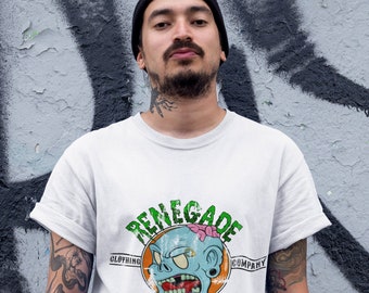 Zombie Head Design Premium Round Neck T-Shirt | Tattoo Style Artwork Printed 100% Organic