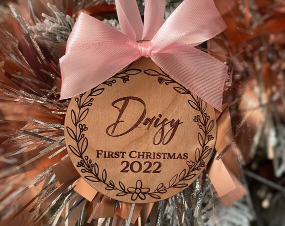 Baby First Christmas Wooden Bauble | Make Your Christmas Special Puppy's 1st Christmas Xmas Baby Shower
