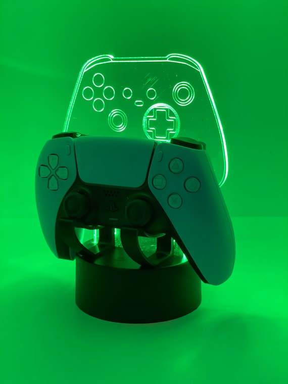 Personalised Controller Stand Holder LED lights | Custom Name Engraved | Xbox PS4 PS5 Gamer Decor Gift Idea