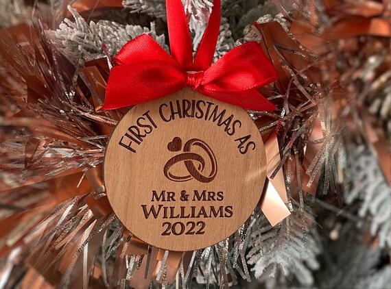 First Christmas as Mr and Mrs Wooden Bauble | Make Your Christmas Special