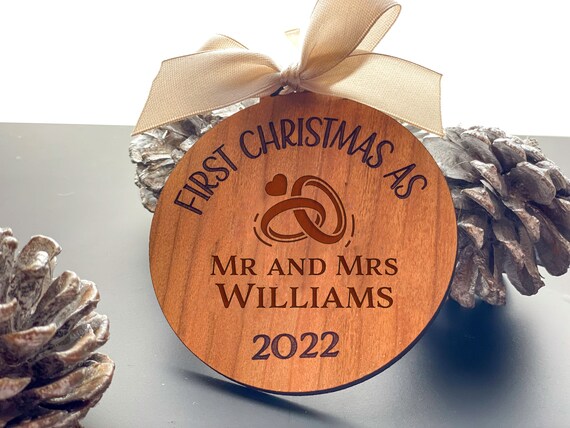 First Christmas as Mr and Mrs Wooden Bauble | Make Your Christmas Special