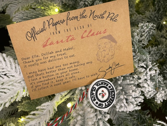 Lost Santa Button with Personalised Note | Premium Ornamental Key with Personalized Note
