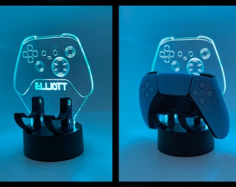 Custom XBOX PS4 PS5 3D printed Games Controller Stand LED Gift Personalised Custom