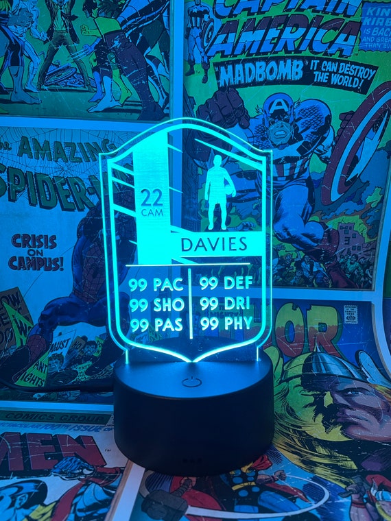 Personalised Player Card Football Card Personalised FIFA Sports Shirt Jersey Night Light 3D Illusion