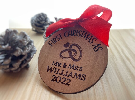 First Christmas as Mr and Mrs Wooden Bauble | Make Your Christmas Special