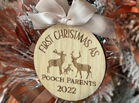 Pooch Parents First Christmas as Doggy Mommy and Daddy Acrylic Bauble | Make Your Christmas Special