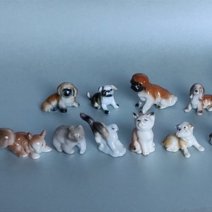 Miniatur Figuren von Hunden und anderen Tieren Vintage Porzellan Kleine Porzellanhunde Sammelfiguren Mini Figuren von Hunden