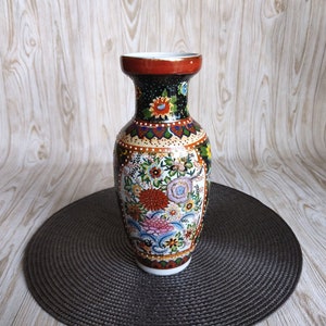 Vintage porcelain vase Porcelain flower vase Decorative vase with flowers and gilding Vintage home decor Flower vase Hand painted vase