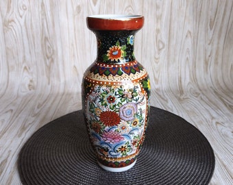 Vintage porcelain vase Porcelain flower vase Decorative vase with flowers and gilding Vintage home decor Flower vase Hand painted vase