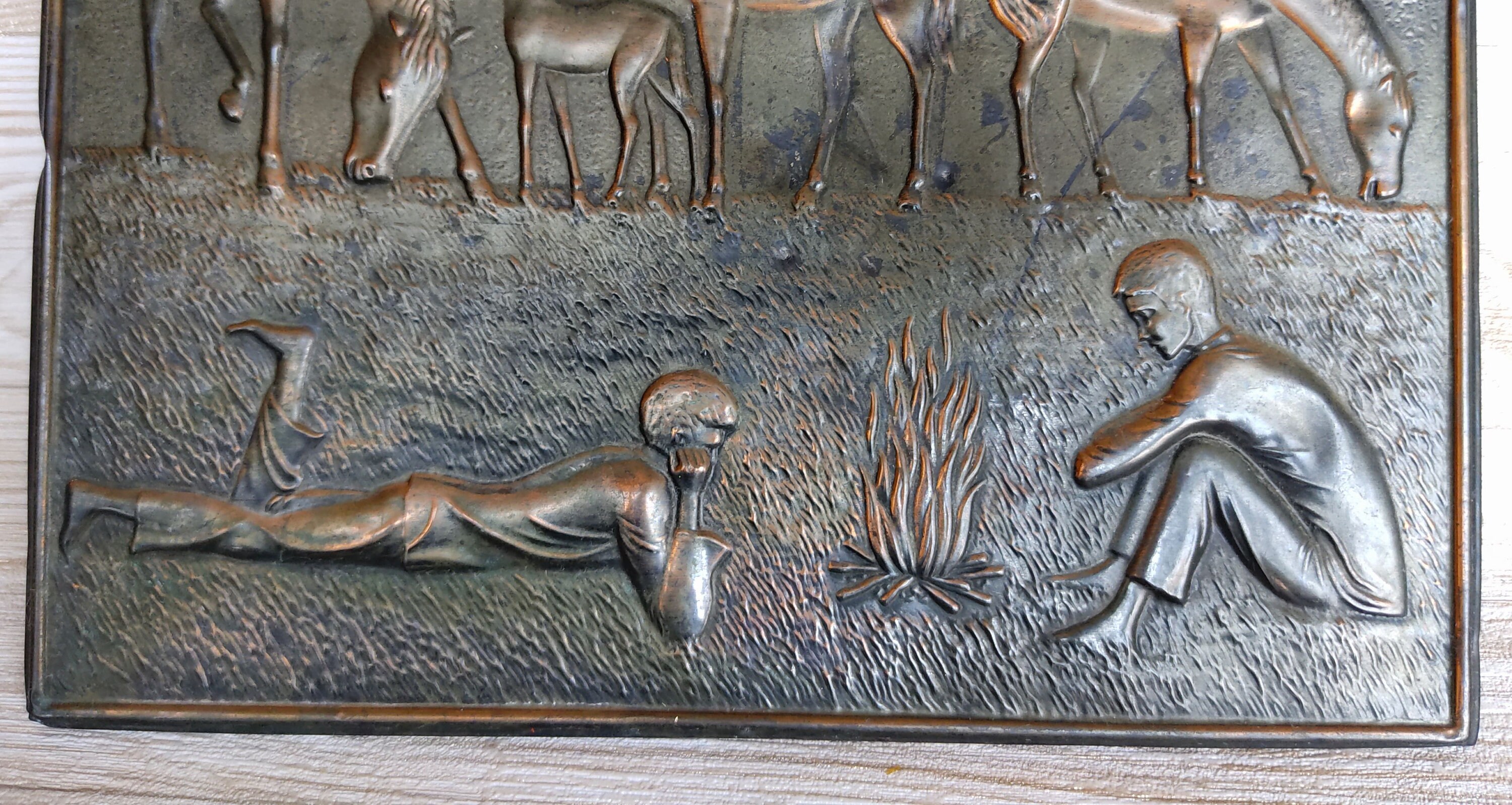 Vintage Pattern Copper Chasing Horses Copper 3D Painting Horse ...