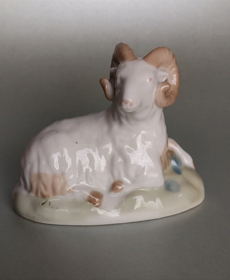 Vintage Porcelain Ram Porcelain Animal Figurine Porcelain Etsy