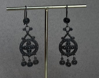 Vintage Ukrainischen Ohrringe aus Silber 875 Probewert in ethnischen Stil . Alte Silber Ohrringe UDSSR