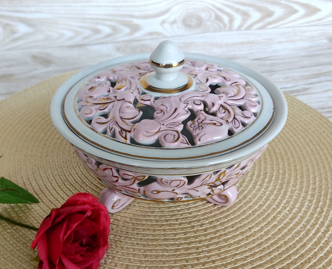 Vintage Porcelain Candy Dish Porcelain Box Openwork Porcelain Etsy