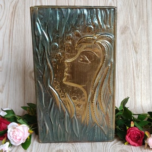 Bronze panel Woman Willow Vintage iron painting Ivushka Bronze painting of the USSR Wall decor Bronze chasing