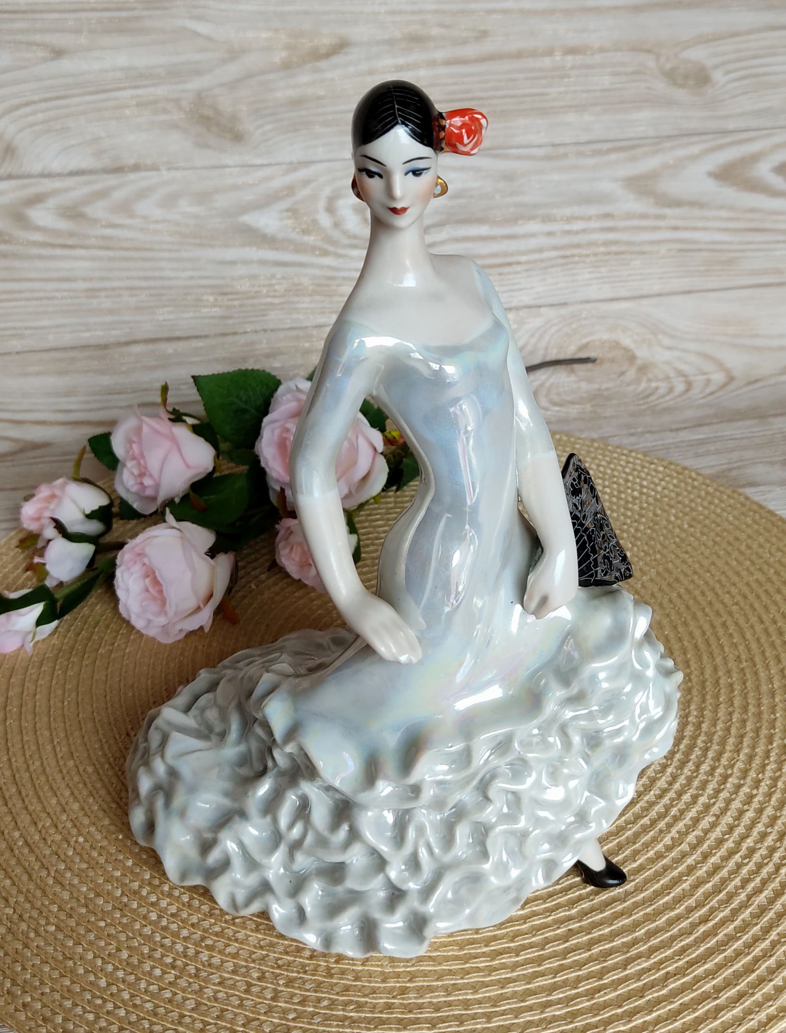 Vintage porcelain figurine of Carmen. Figurine of a Spanish Etsy