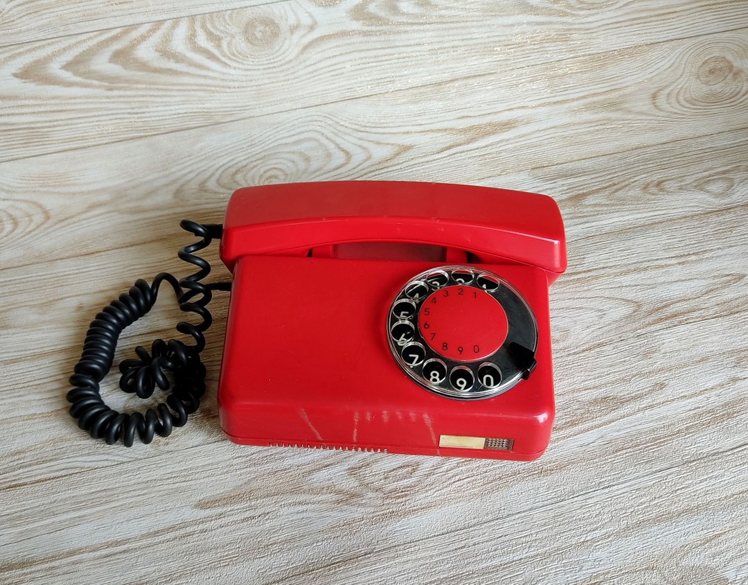 Old Rotary Dial Telephone Vintage Red Phone Retro Telephone Red Desktop ...