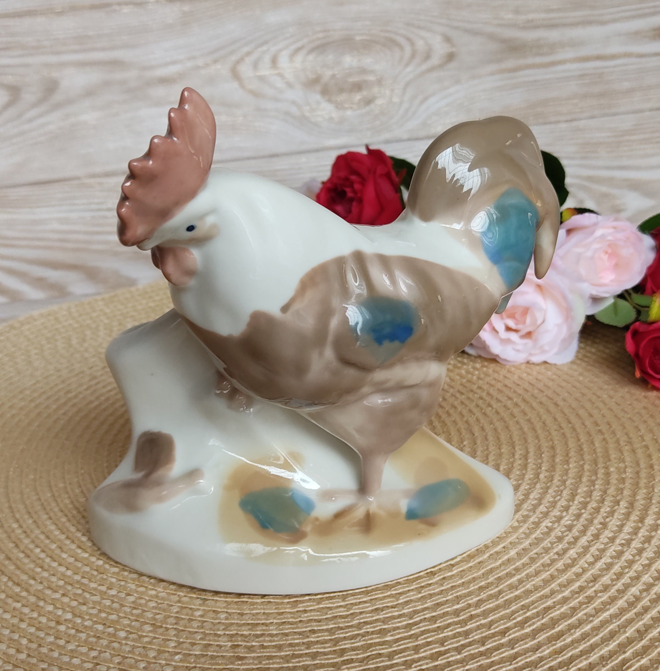 Vintage Rooster napkin holder Porcelain napkin holder Etsy