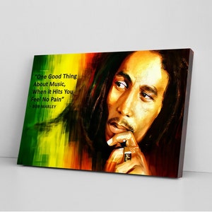 Bob Marley Music Poster, Hip Hop Rapper Canvas Art Prints, Framed Canvas Wall Art Ready To Hang, Dorm Decor, Fathers Day Gifts Free shipping