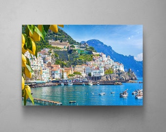 Amalfi Coast Print, Beautiful Italian Landscape, Italy Art Print, Apartment Decor, Canvas Wall Art, Housewarming Gift, Italy Print