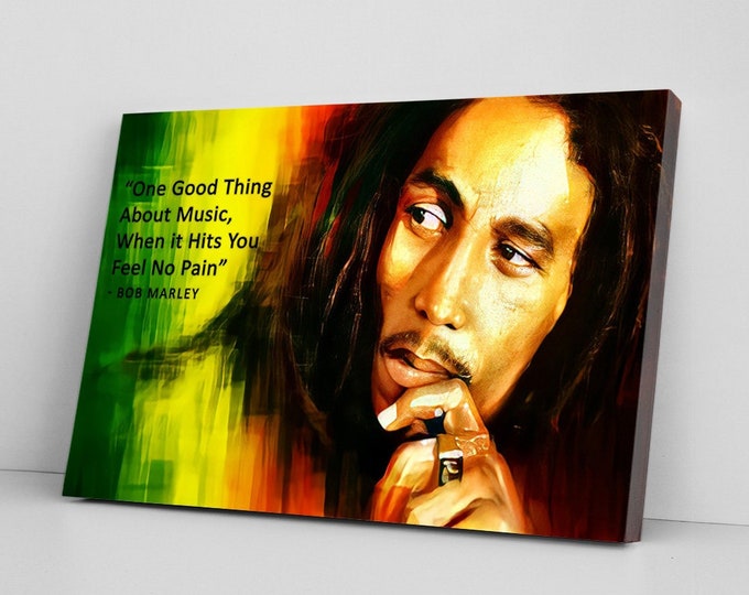 Bob Marley Music Poster, Hip Hop Rapper Canvas Art Prints, Framed Canvas Wall Art Ready To Hang, Dorm Decor, Fathers Day Gifts Free shipping