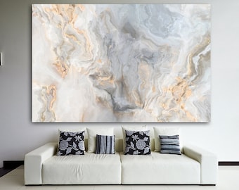 White Marble Abstract Canvas Wall Art | Modern Texture Print
