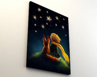 The Little Prince Canvas Art | Starry Night Illustration