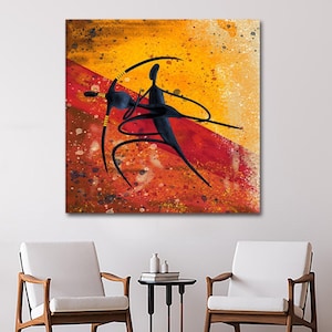 AFRICAN COUPLE DANCING, Retro Vintage Wall Decor, African American Art, Canvas Wall Art, Apartment Decor, Housewarming Gift, Free Shipping