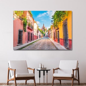 MEXICO WALL ART , San Miguel , Architecture Print , Urban Landscape , City Art , Minimalist Wall Decor , Canvas Wall Art , Housewarming Gift