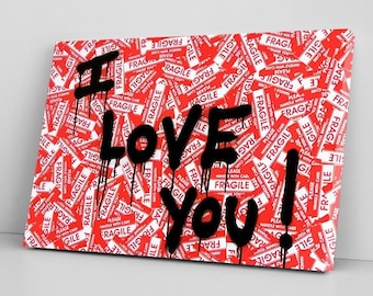 I Love You Graffiti Canvas Print, Modern Pop Art