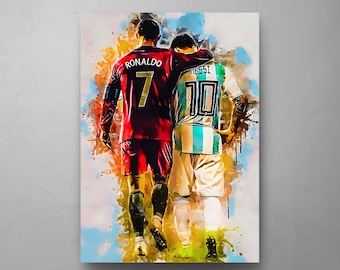 Messi & Ronaldo Canvas Art, Soccer Legends, World Cup 2022