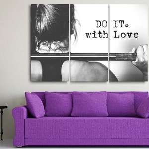 Motivational Gym Canvas | 'Do It With Love' Wall Art 3 Panels
