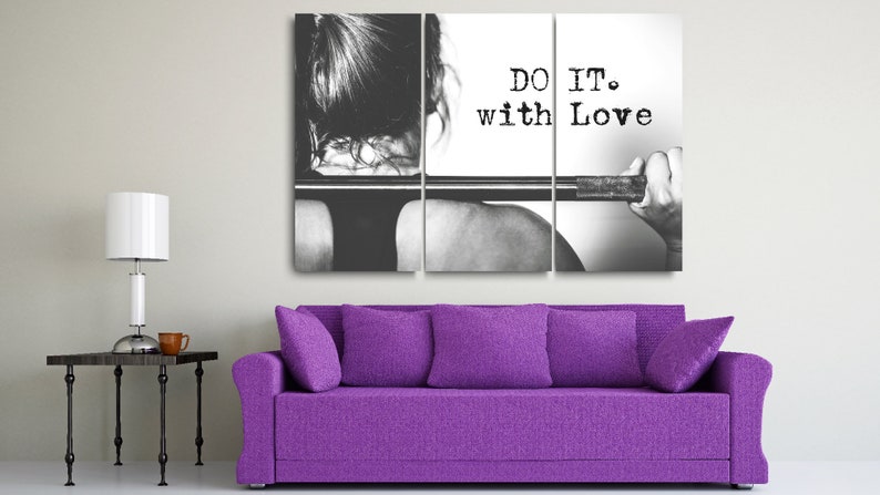 Motivational Gym Canvas | 'Do It With Love' Wall Art 3 Panels