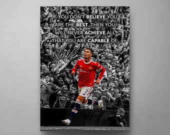 Cristiano Ronaldo, Motivational Canvas Art Sports Stars, Soccer Room Decor, Inspirational Wall Art, Quote Printable Wall Art, Framed CANVAS