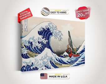 Zelda Windwaker Great Wave Canvas Print, Japanese Wall Art