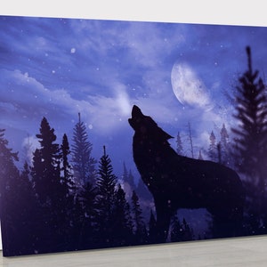 Howling Wolf In Wilderness l Beautiful Animal l Canvas Art | Wolf Art | Home Decor | Birthday Gifts | Office Animal Decor | Free Shipping