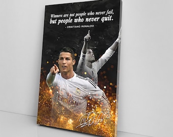 Motivational Canvas Art - Cristiano Ronaldo Sports Stars, Inspirational Wall Art, Quote Printable Wall Art, Framed CANVAS, Soccer Gifts